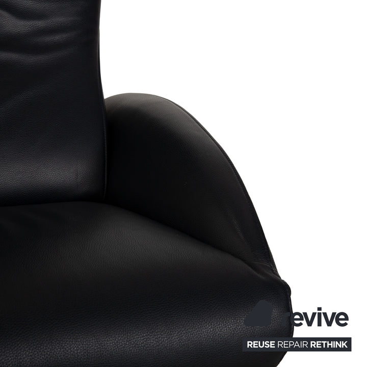 Fauteuil FSM Mate en cuir bleu foncé électr. Fonction Batterie Fonction Relax