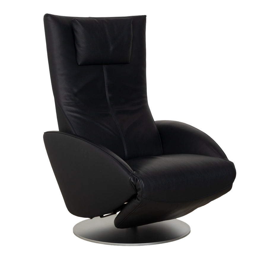 Fauteuil FSM Mate en cuir bleu foncé électr. Fonction Batterie Fonction Relax