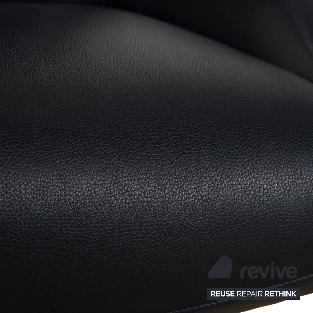 Fauteuil FSM Mate en cuir bleu foncé électr. Fonction Batterie Fonction Relax