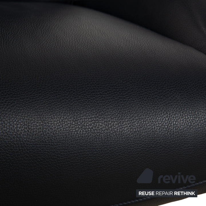 Fauteuil FSM Mate en cuir bleu foncé électr. Fonction Batterie Fonction Relax