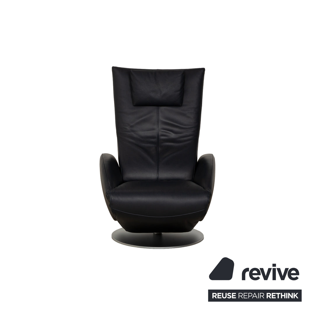 Fauteuil FSM Mate en cuir bleu foncé électr. Fonction Batterie Fonction Relax