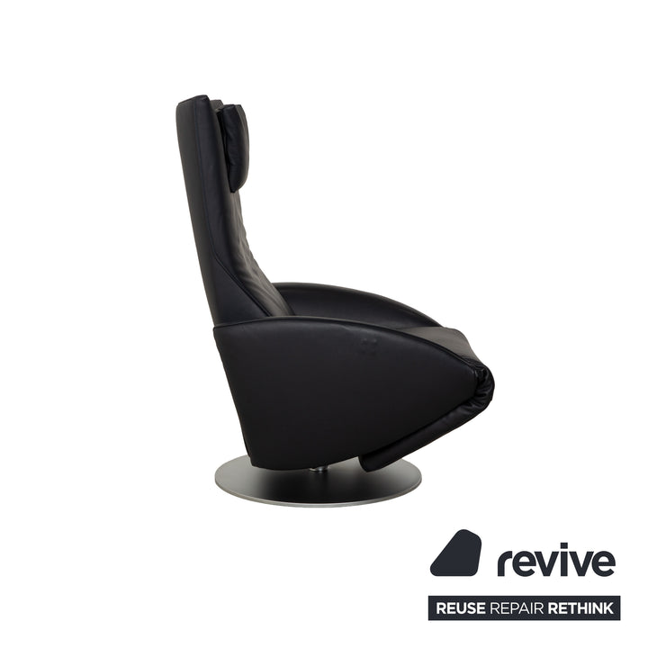 Fauteuil FSM Mate en cuir bleu foncé électr. Fonction Batterie Fonction Relax