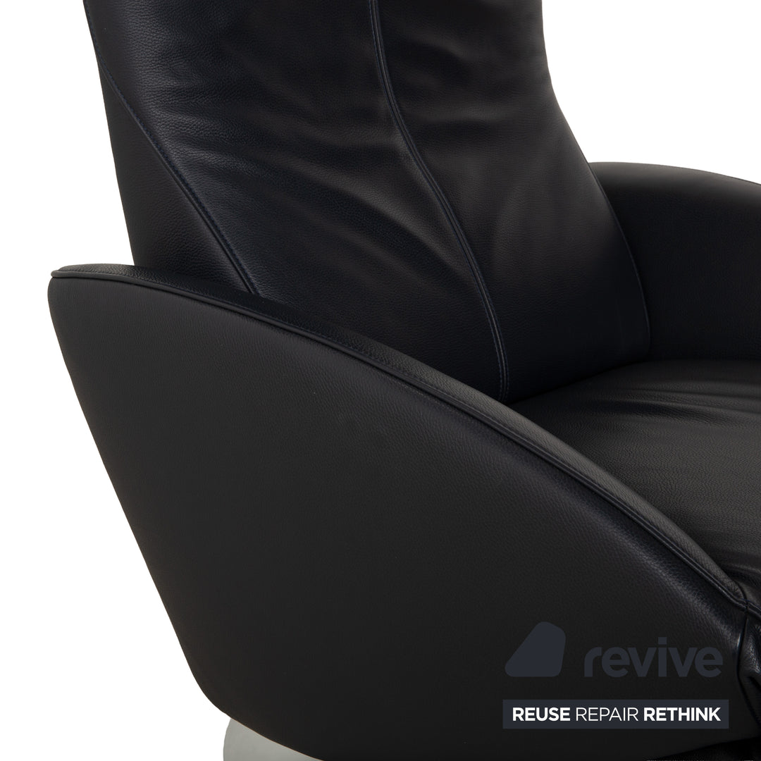 Fauteuil FSM Mate en cuir bleu foncé électr. Fonction Batterie Fonction Relax