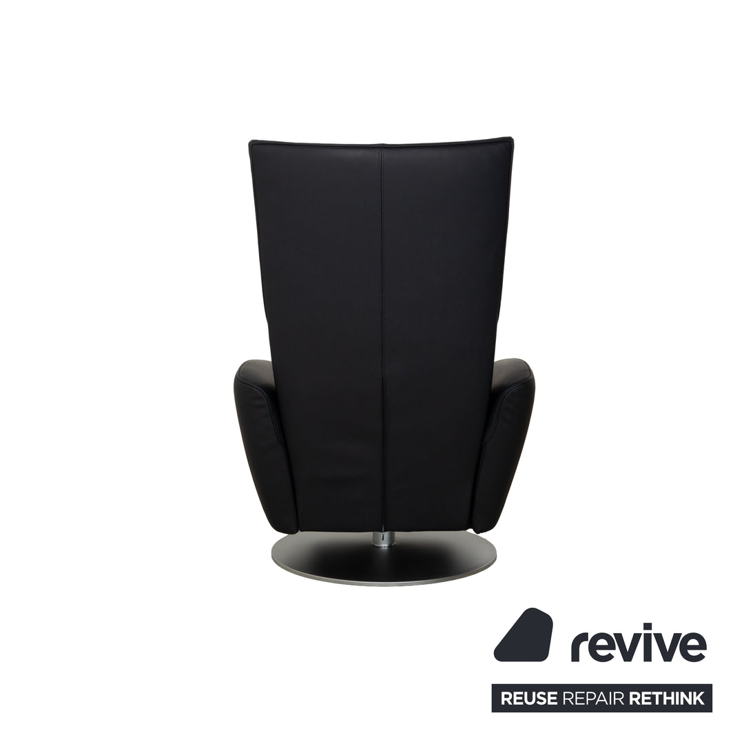 Fauteuil FSM Mate en cuir bleu foncé électr. Fonction Batterie Fonction Relax