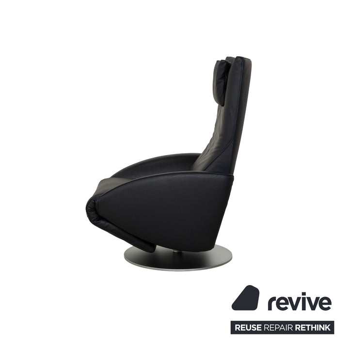 Fauteuil FSM Mate en cuir bleu foncé électr. Fonction Batterie Fonction Relax