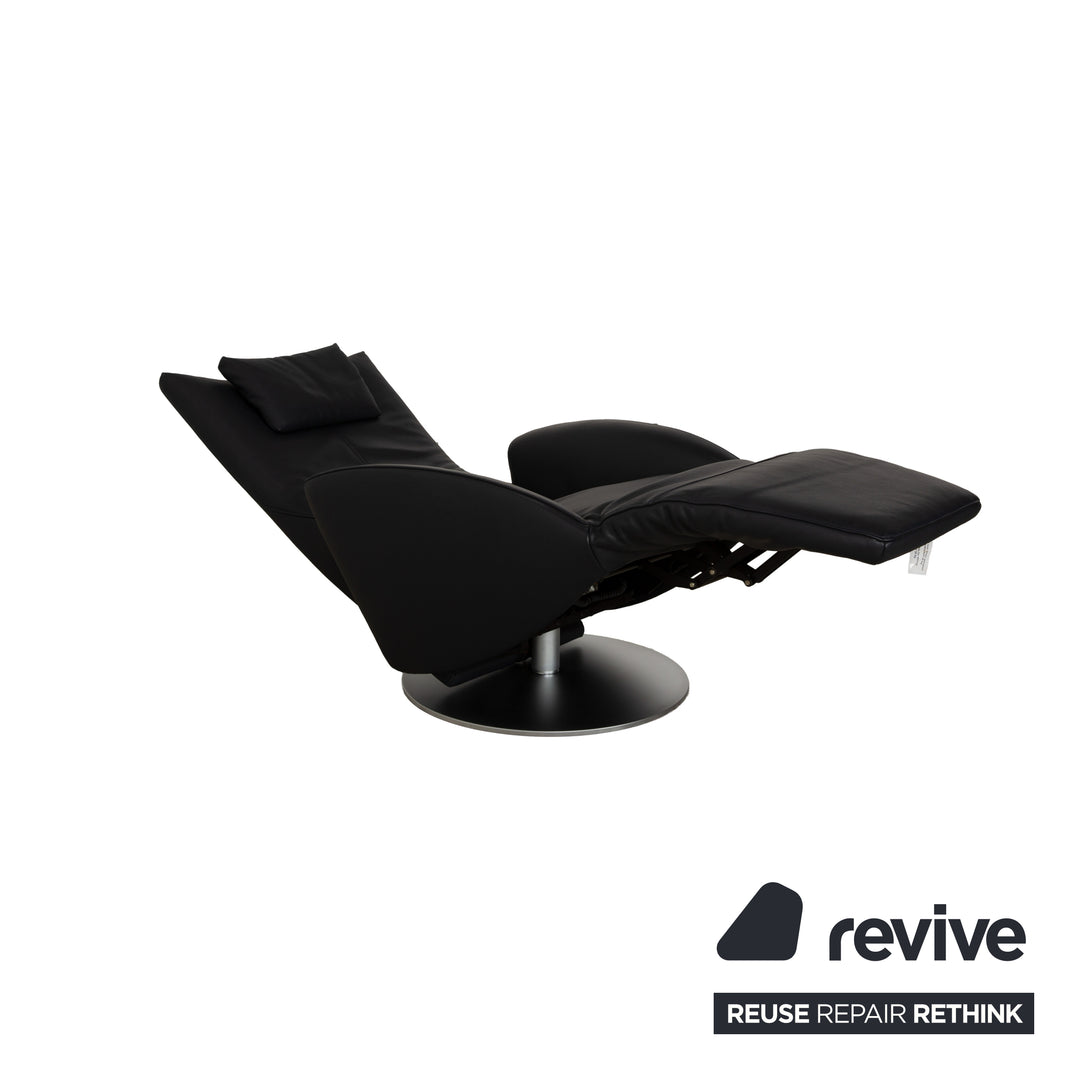Fauteuil FSM Mate en cuir bleu foncé électr. Fonction Batterie Fonction Relax
