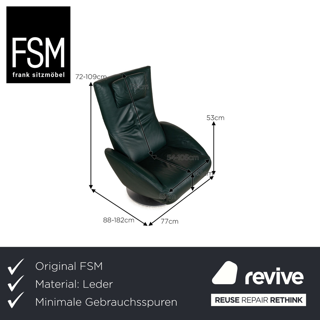 FSM Mate Leather Armchair Green Electric Function