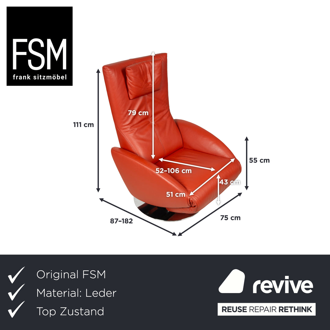 FSM Mate Leder Sessel Orange Rot inkl. elektrische Funktion Akku Relaxsessel