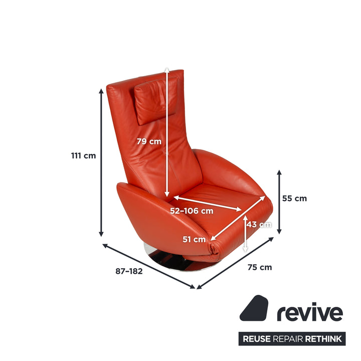 FSM Mate Leder Sessel Orange Rot inkl. elektrische Funktion Akku Relaxsessel