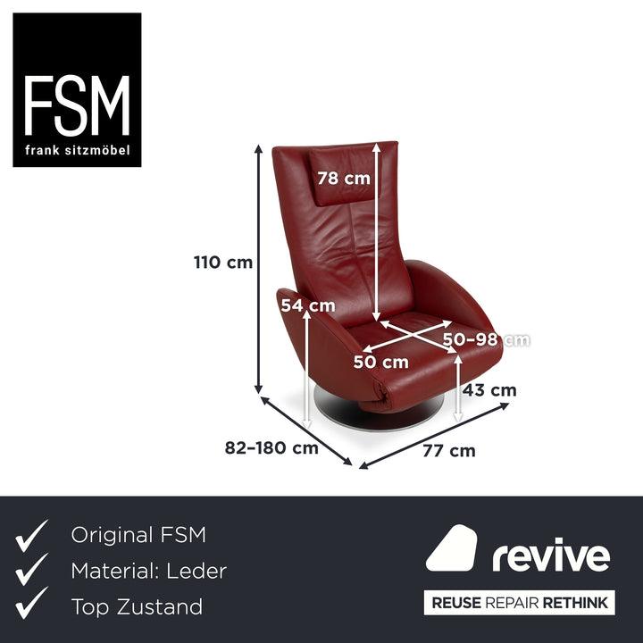 FSM Mate Leather Armchair Red Electric Function