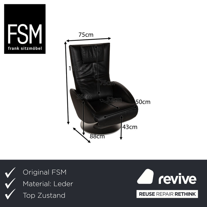 FSM Mate Leather Armchair Black