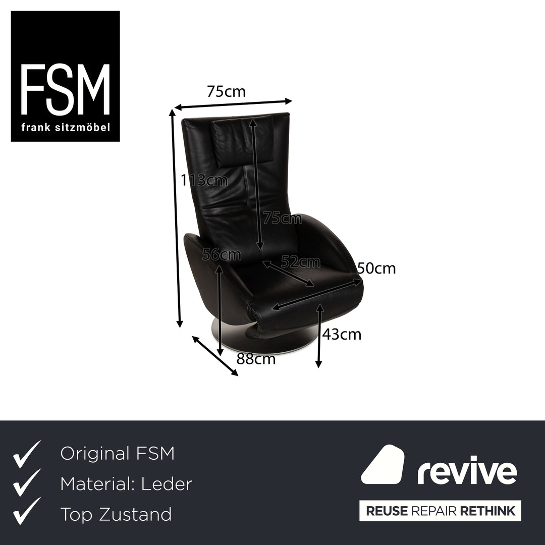 Fauteuil FSM Mate en cuir noir