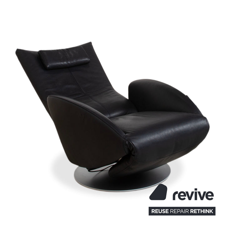 Fauteuil en cuir FSM Mate Noir électr. Fonction fauteuil de relaxation à batterie