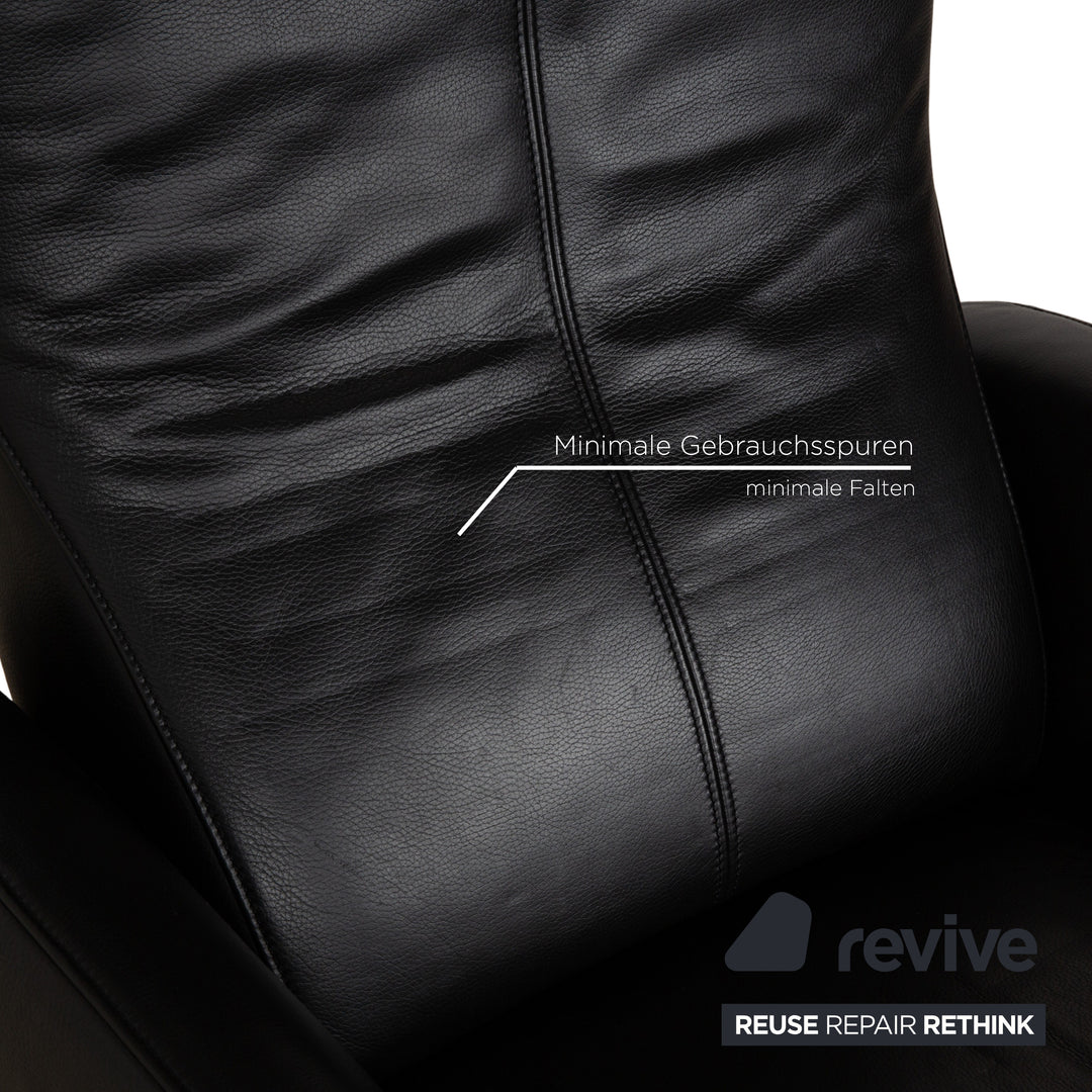 Fauteuil en cuir FSM Mate Noir électr. Fonction fauteuil de relaxation à batterie