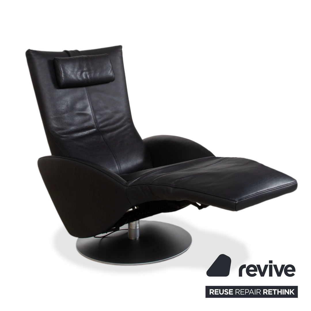 Fauteuil en cuir FSM Mate Noir électr. Fonction fauteuil de relaxation à batterie