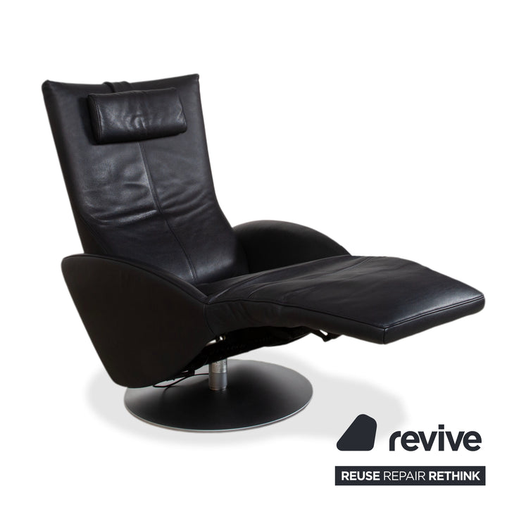 Fauteuil en cuir FSM Mate Noir électr. Fonction fauteuil de relaxation à batterie