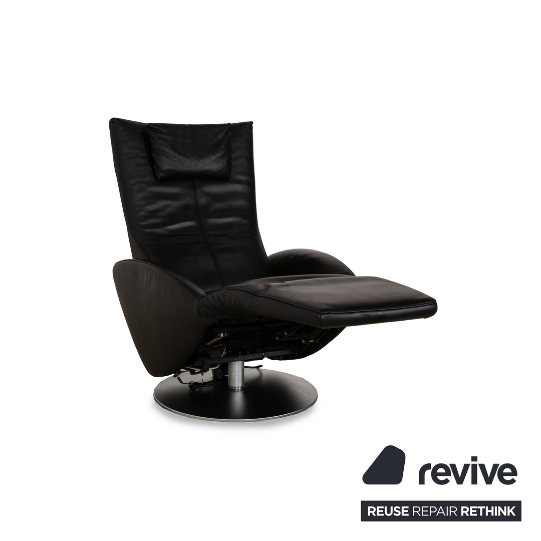 Fauteuil en cuir FSM Mate Noir électr. Fonction fauteuil de relaxation à batterie