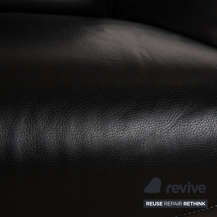 Fauteuil en cuir FSM Mate Noir électr. Fonction fauteuil de relaxation à batterie