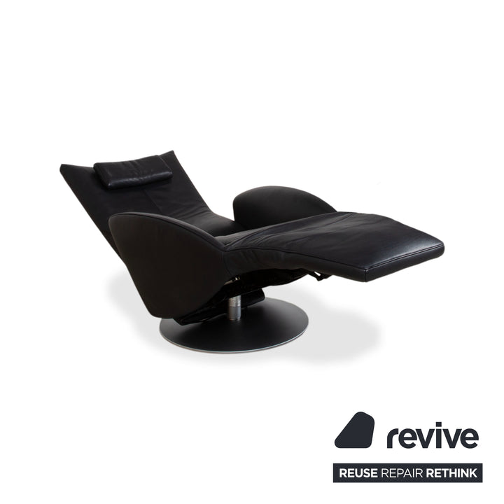 Fauteuil en cuir FSM Mate Noir électr. Fonction fauteuil de relaxation à batterie