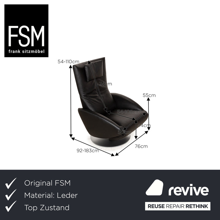 FSM Mate Leather Armchair Black Electric Function