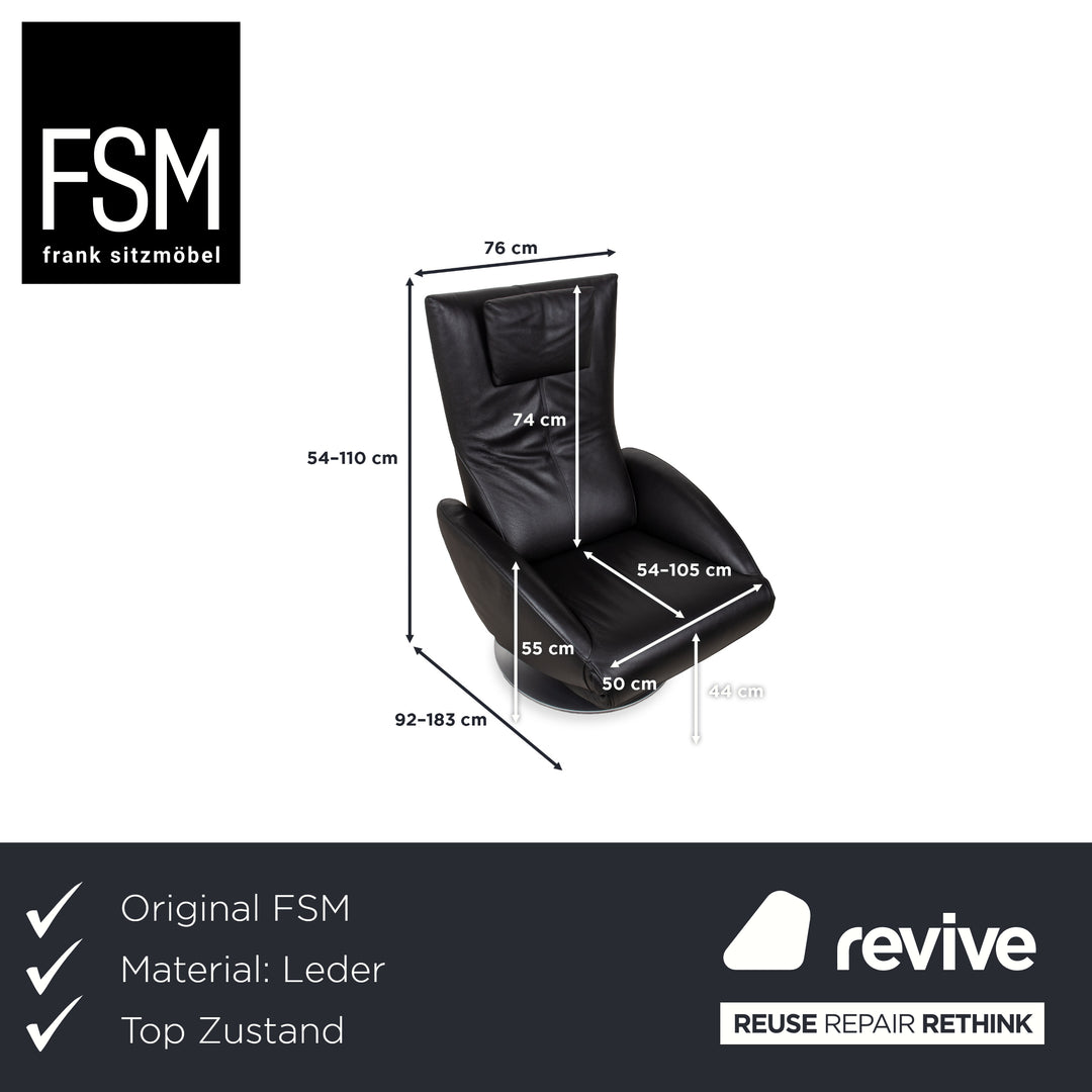 FSM Mate Leather Armchair Black Electric Function