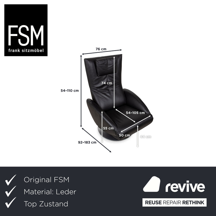 FSM Mate Leather Armchair Black Electric Function