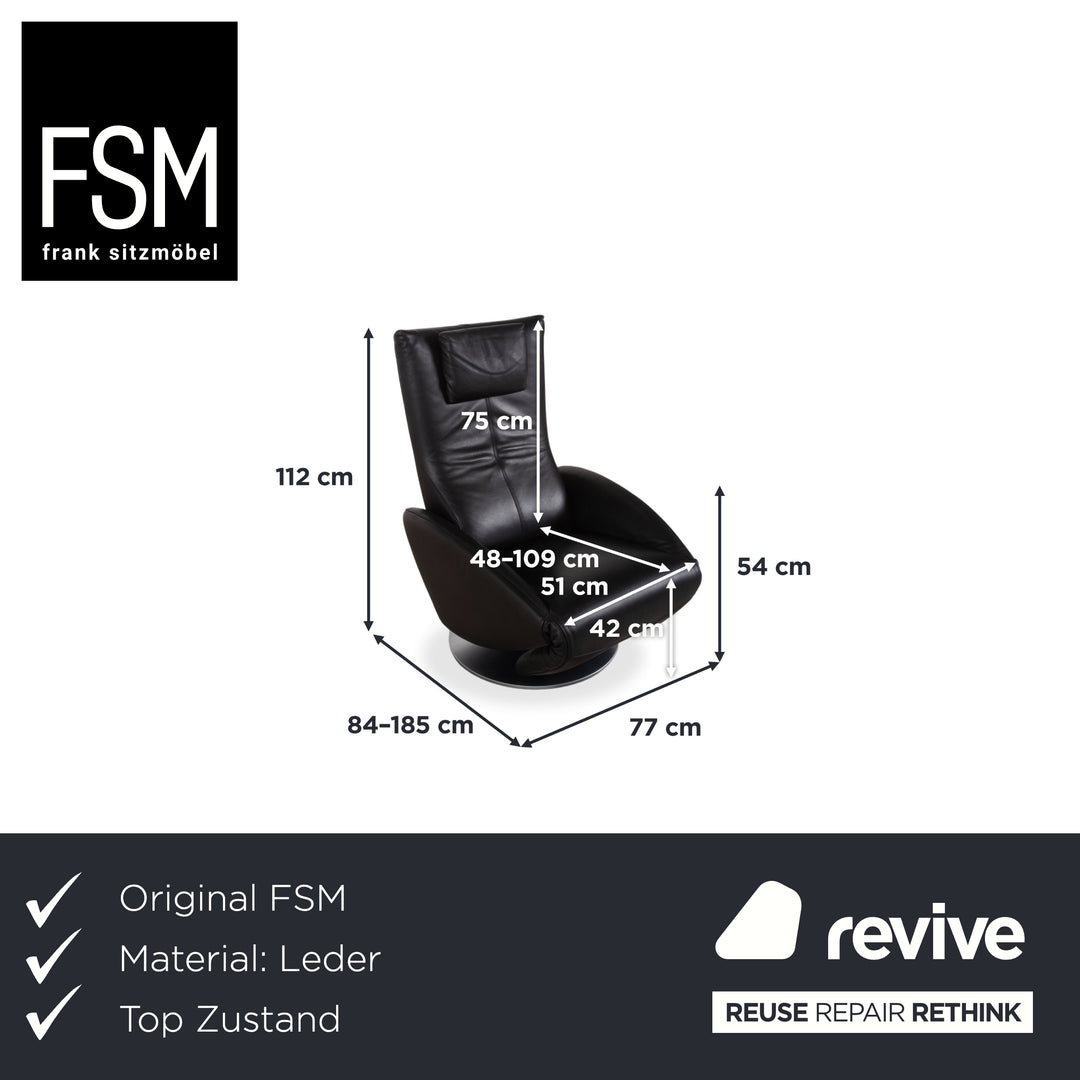 FSM Mate Leder Sessel Schwarz elektrische Funktion OUTLET