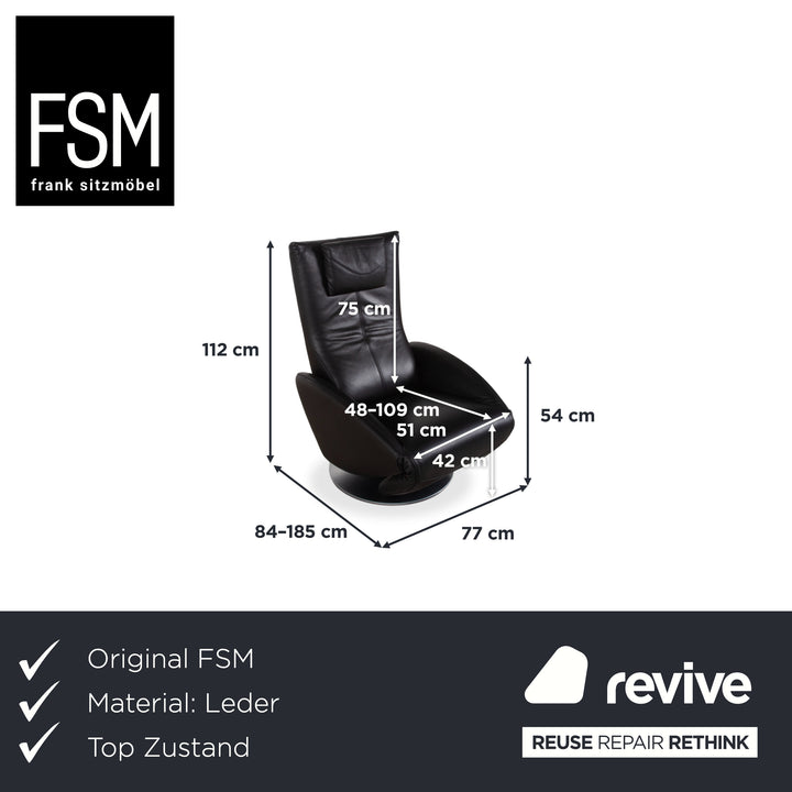 FSM Mate Leder Sessel Schwarz elektrische Funktion OUTLET