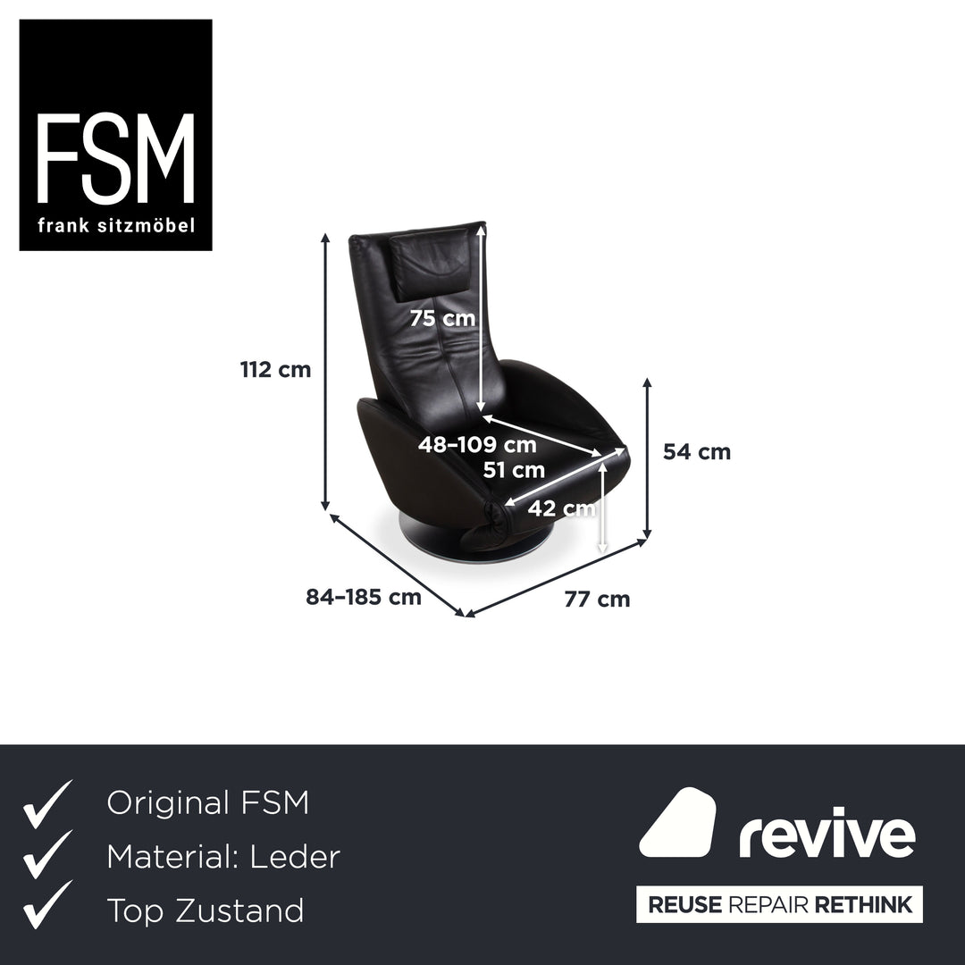 FSM Mate Leder Sessel Schwarz elektrische Funktion Outlet