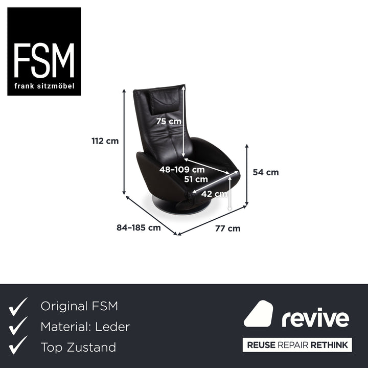 FSM Mate Leder Sessel Schwarz elektrische Funktion Outlet