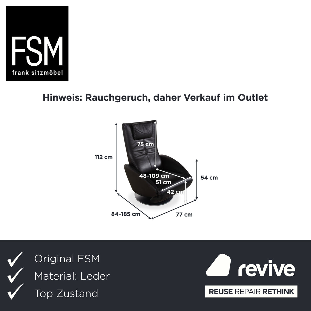 FSM Mate Leder Sessel Schwarz elektrische Funktion OUTLET