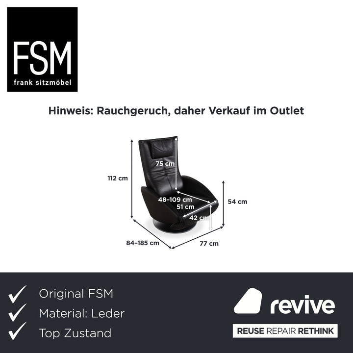 FSM Mate Leder Sessel Schwarz elektrische Funktion OUTLET