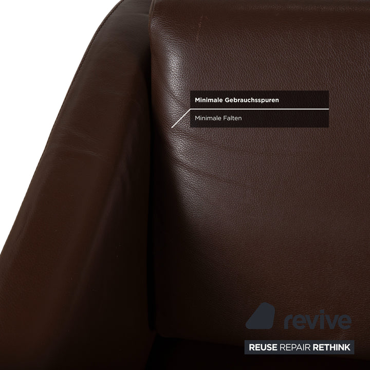 FSM Pavo Leder Chrom Sessel Garnitur Braun manuelle Funktion Relaxfunktion
