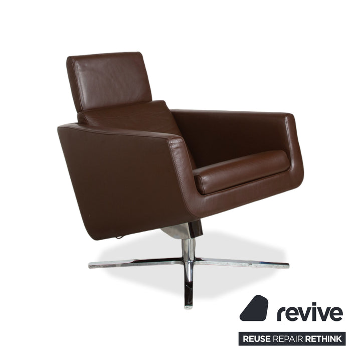 FSM Pavo Leder Chrom Sessel Braun manuelle Funktion Relaxfunktion