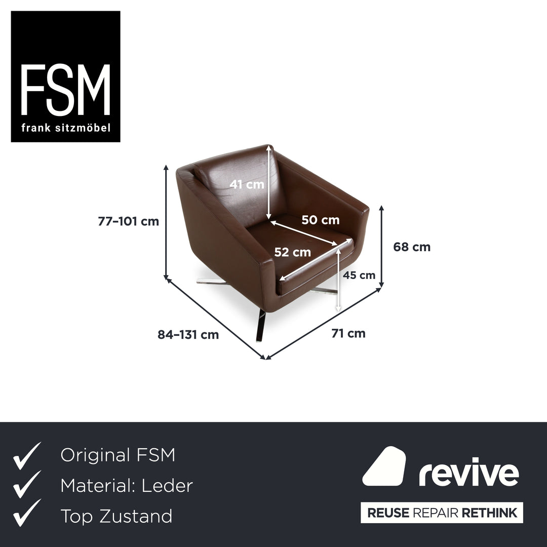 FSM Pavo Leder Chrom Sessel Braun manuelle Funktion Relaxfunktion