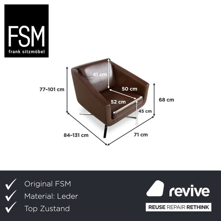 FSM Pavo Leder Chrom Sessel Braun manuelle Funktion Relaxfunktion
