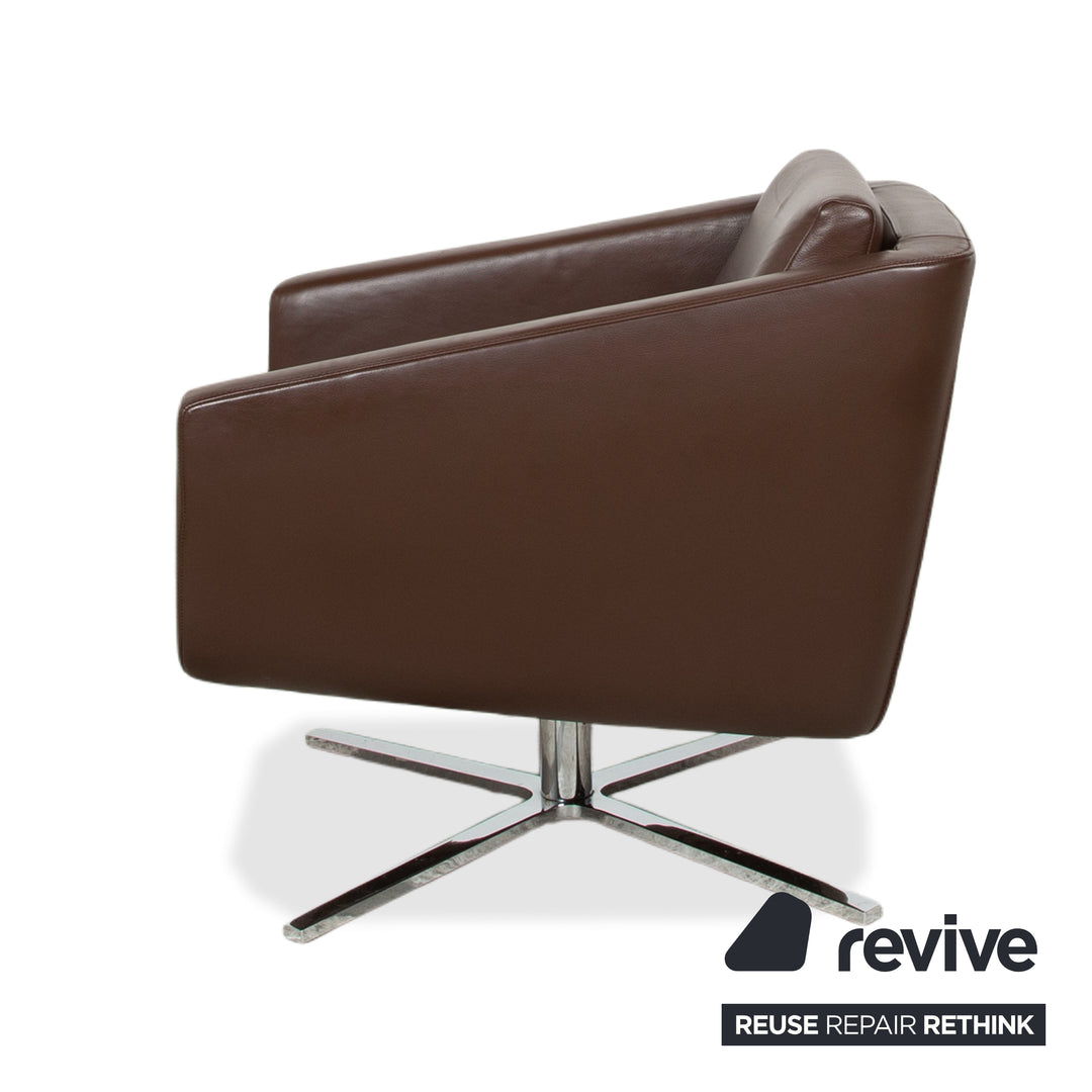 FSM Pavo Leder Chrom Sessel Braun manuelle Funktion Relaxfunktion