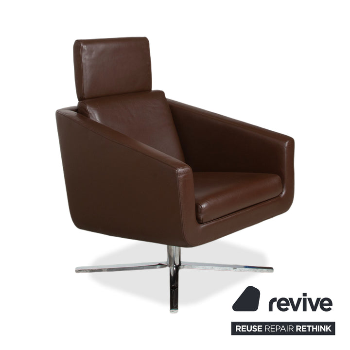 FSM Pavo Leder Chrom Sessel Braun manuelle Funktion Relaxfunktion