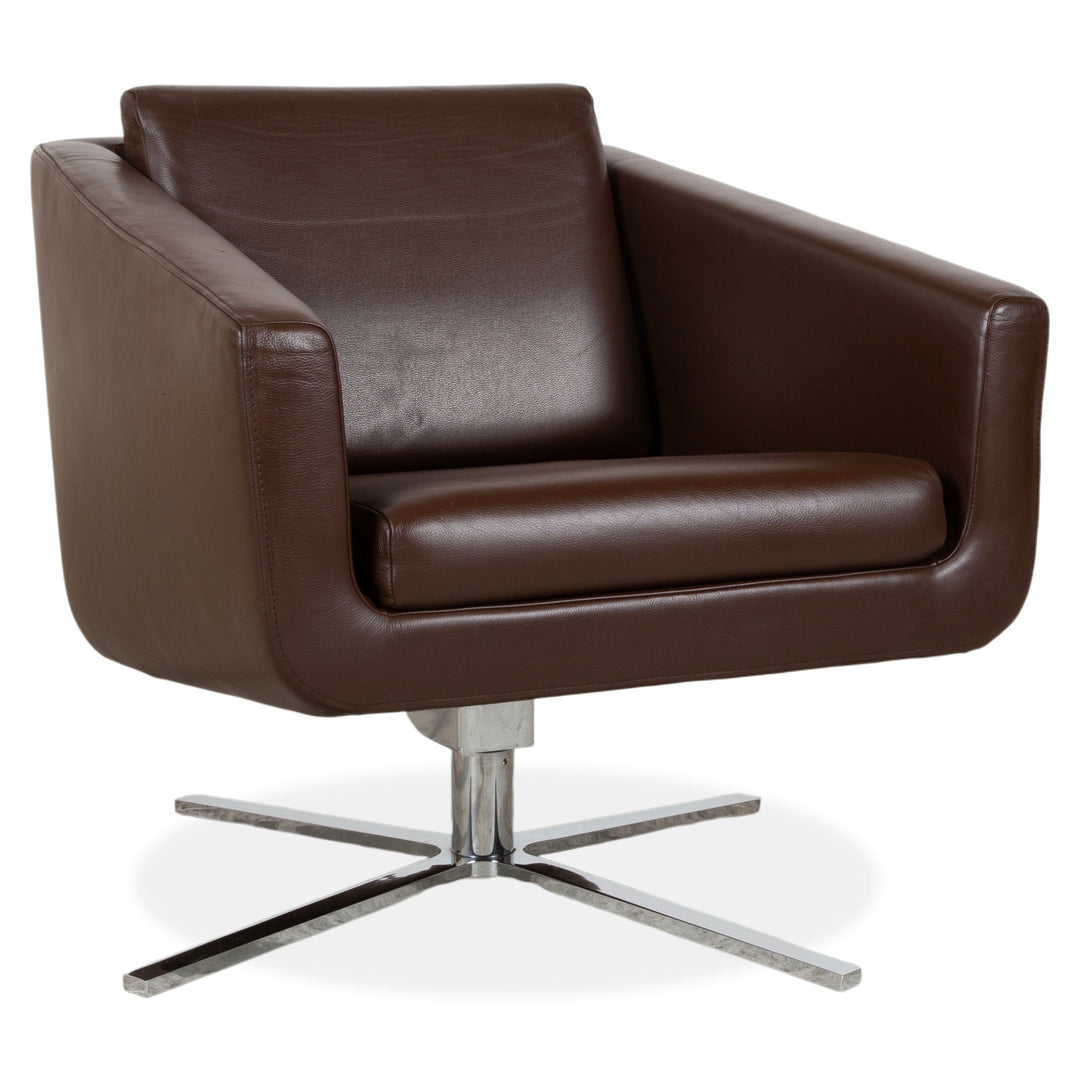 FSM Pavo Leder Chrom Sessel Braun manuelle Funktion Relaxfunktion