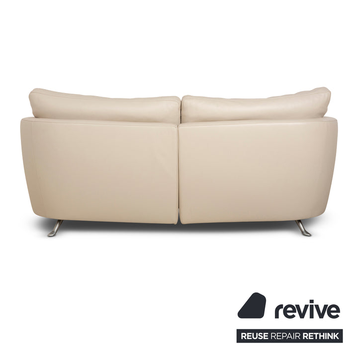 FSM Sesam Leder Dreisitzer Creme Taupe manuelle Funktion Sofa Couch