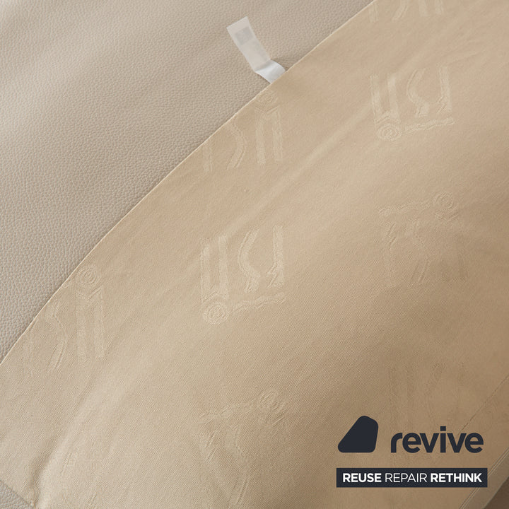 FSM Sesam Leder Dreisitzer Creme Taupe manuelle Funktion Sofa Couch