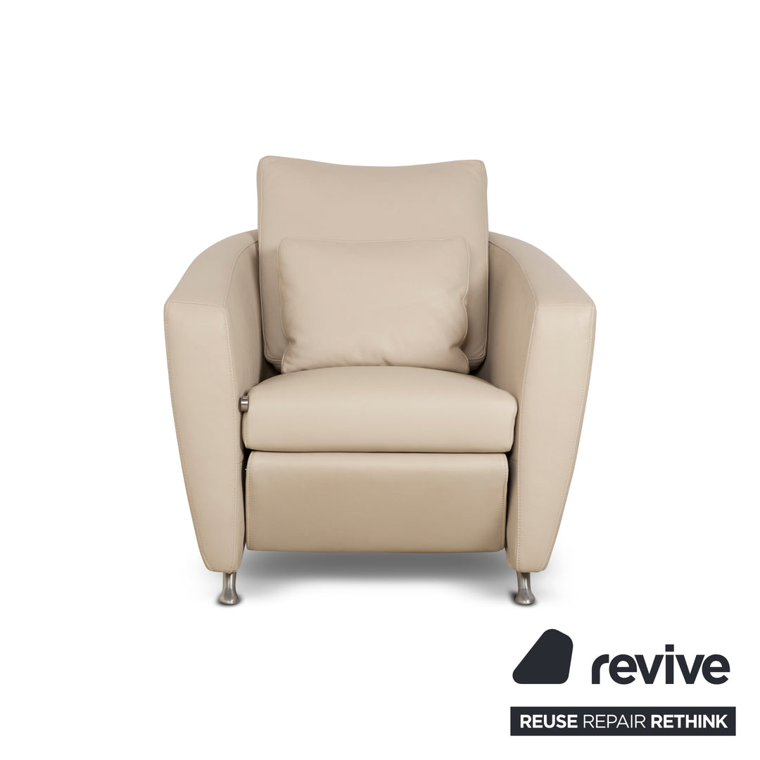 Fauteuil en cuir FSM Sésame Crème Taupe Fonctionnement manuel