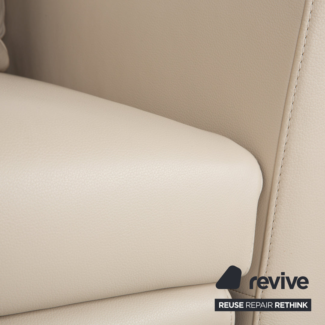 Fauteuil en cuir FSM Sésame Crème Taupe Fonctionnement manuel