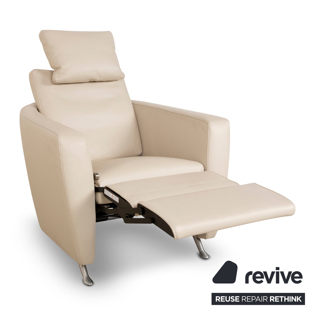 Fauteuil en cuir FSM Sésame Crème Taupe Fonctionnement manuel