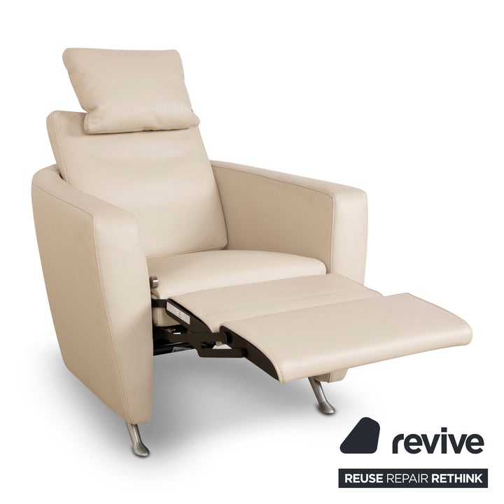 Fauteuil en cuir FSM Sésame Crème Taupe Fonctionnement manuel