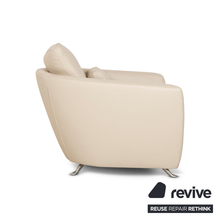Fauteuil en cuir FSM Sésame Crème Taupe Fonctionnement manuel