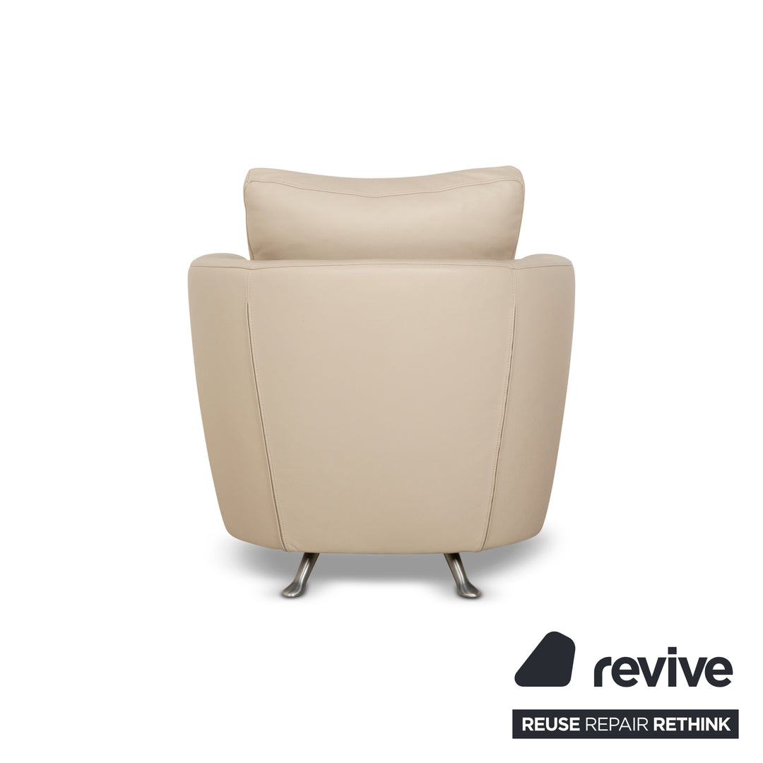 Fauteuil en cuir FSM Sésame Crème Taupe Fonctionnement manuel