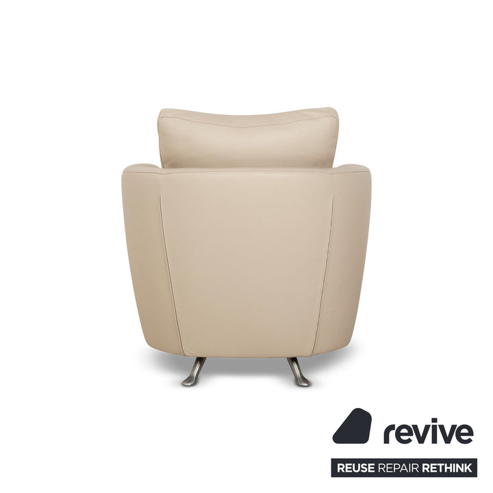 Fauteuil en cuir FSM Sésame Crème Taupe Fonctionnement manuel
