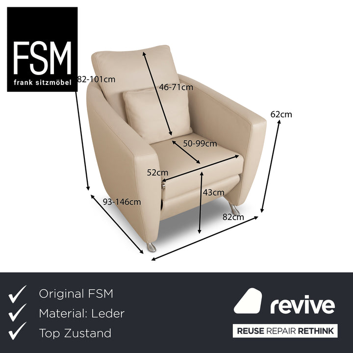 Fauteuil en cuir FSM Sésame Crème Taupe Fonctionnement manuel