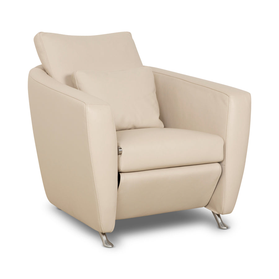 Fauteuil en cuir FSM Sésame Crème Taupe Fonctionnement manuel
